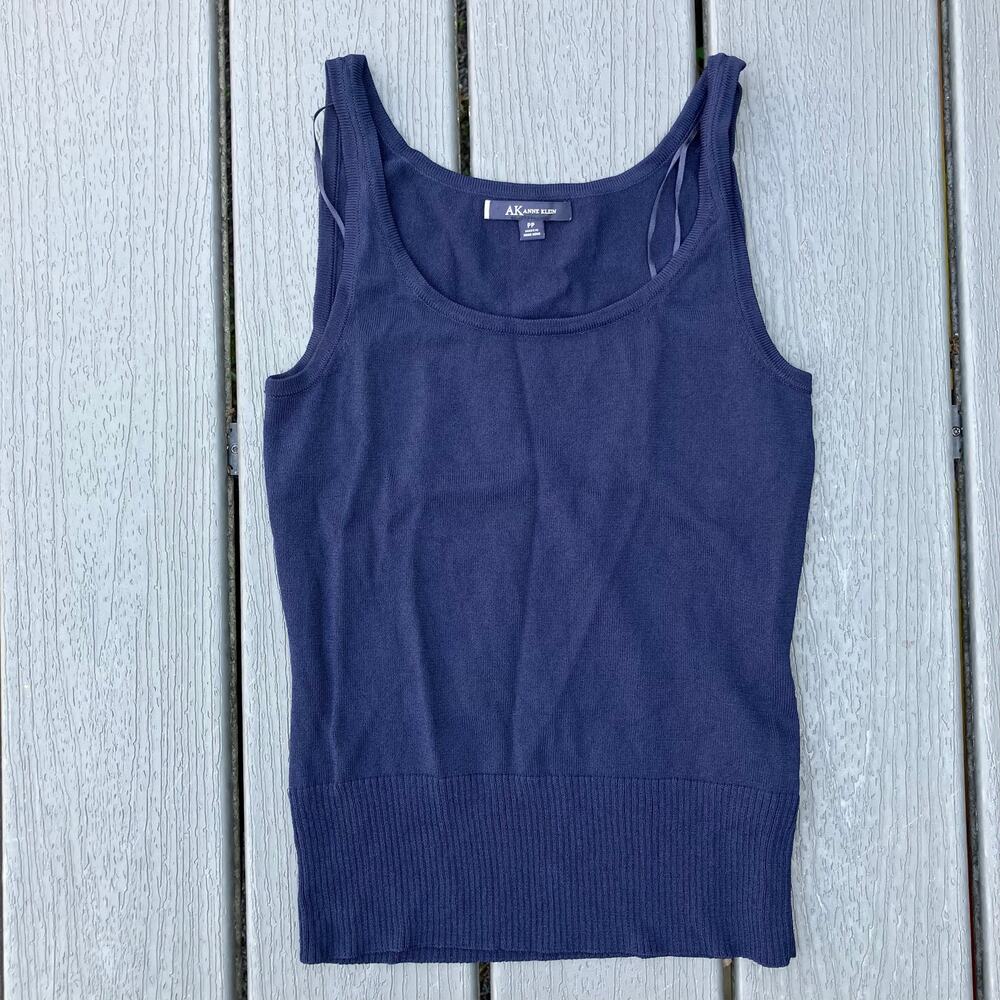 Dark blue knit tank top, Anne Klein, preppy